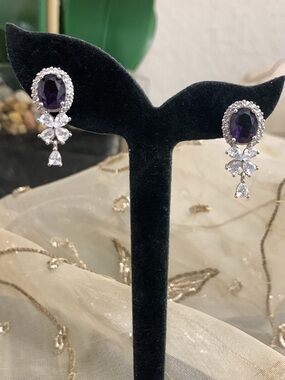 Elegant Purple Crystal Drop Earrings